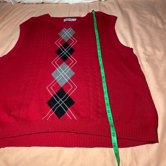 Vintage Y2K 90s Lavane Men’s XXL Argyle Sweater Vest Grandpa Preppy Old Money - Picture 3 of 7